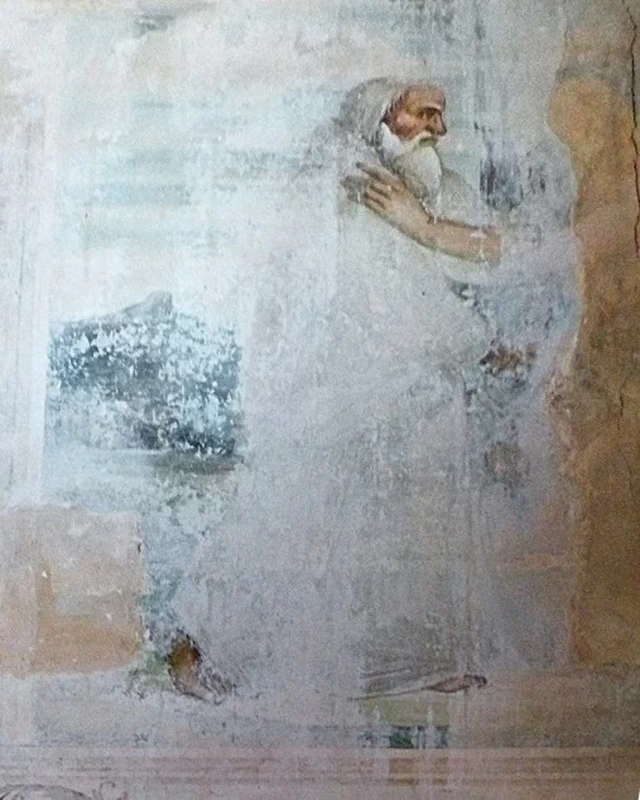 Il Romanino-181-Sant'Onofrio di Bovezzo (Bs), Scena della serie sulla vocazione eremitica del Santo-3